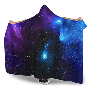 Dark Purple Blue Galaxy Space Print Hooded Blanket GearFrost