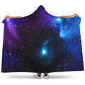 Dark Purple Blue Galaxy Space Print Hooded Blanket
