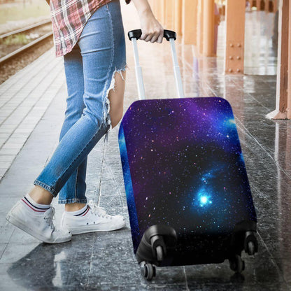 Dark Purple Blue Galaxy Space Print Luggage Cover GearFrost