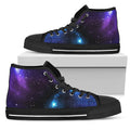 Dark Purple Blue Galaxy Space Print Black High Top Sneakers