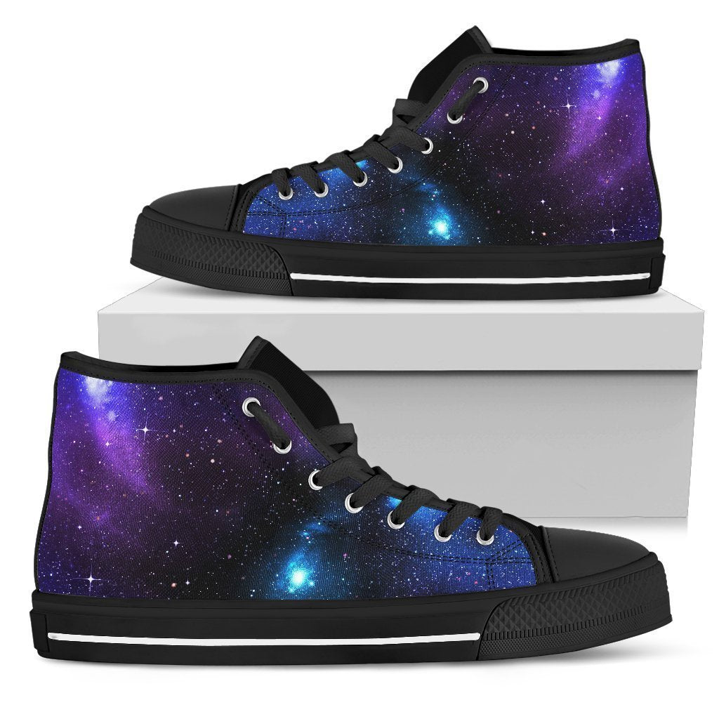 Dark Purple Blue Galaxy Space Print Men's High Top Shoes GearFrost