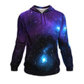 Dark Purple Blue Galaxy Space Print Pullover Hoodie