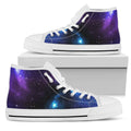 Dark Purple Blue Galaxy Space Print White High Top Sneakers