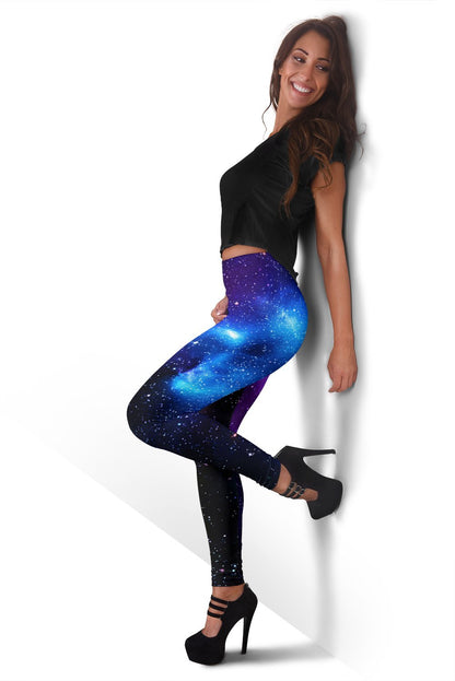 Dark Purple Blue Galaxy Space Print Women's Leggings GearFrost