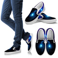 Dark Purple Blue Galaxy Space Print White Slip On Sneakers
