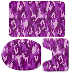 Dark Purple Camouflage Print 3 Piece Bath Mat Set