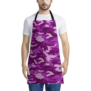 Dark Purple Camouflage Print Apron