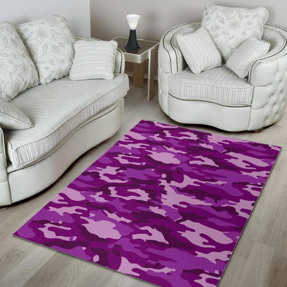 Dark Purple Camouflage Print Area Rug GearFrost