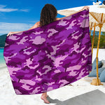 Dark Purple Camouflage Print Beach Sarong Wrap