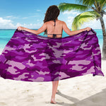 Dark Purple Camouflage Print Beach Sarong Wrap