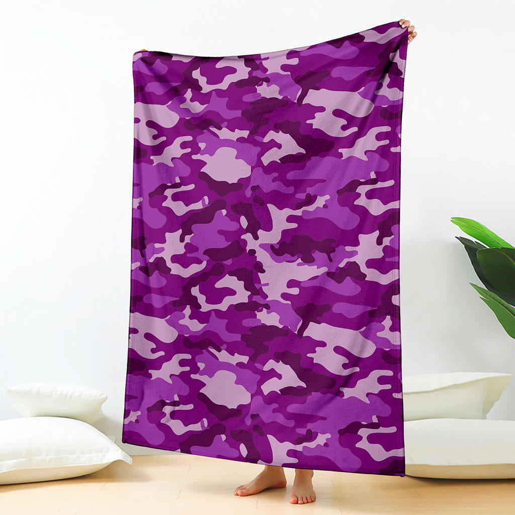 Dark Purple Camouflage Print Blanket