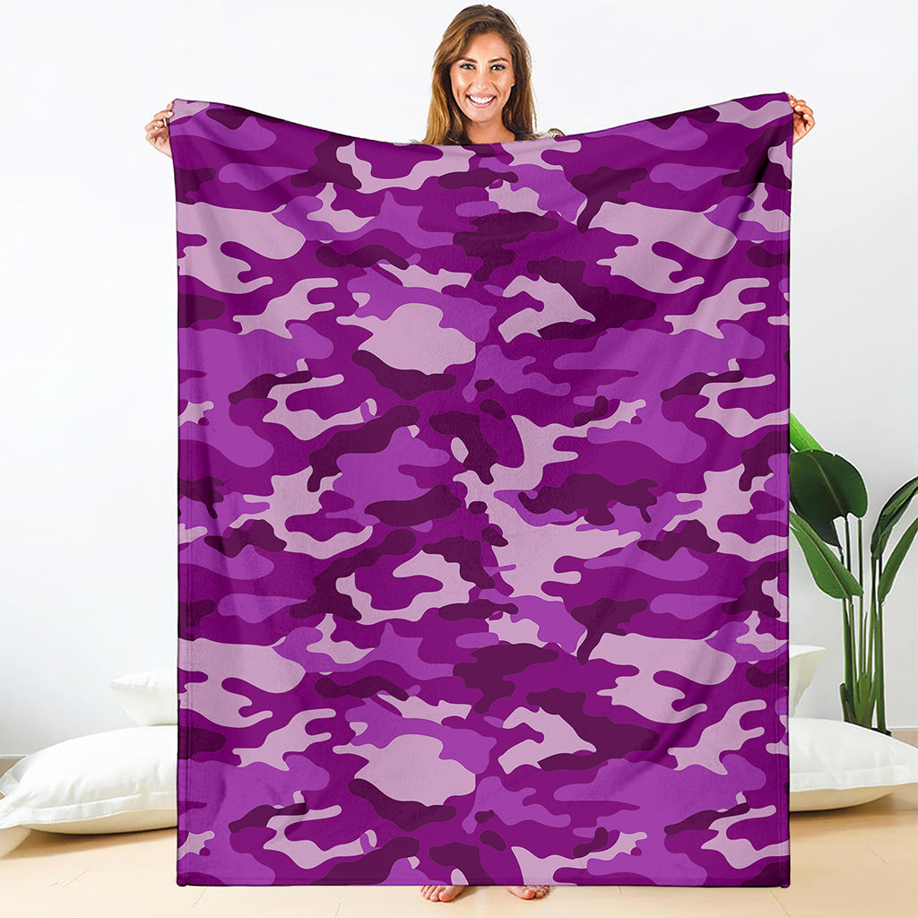 Dark Purple Camouflage Print Blanket