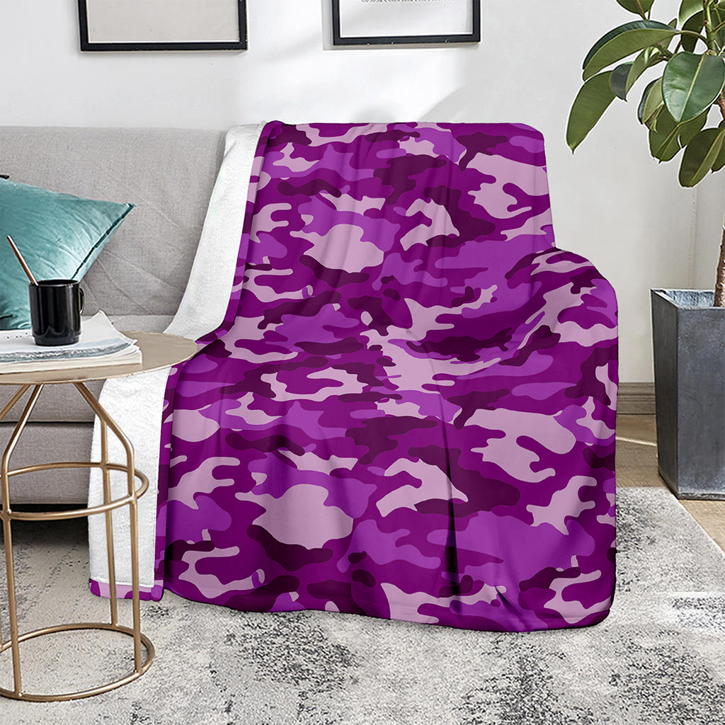 Dark Purple Camouflage Print Blanket