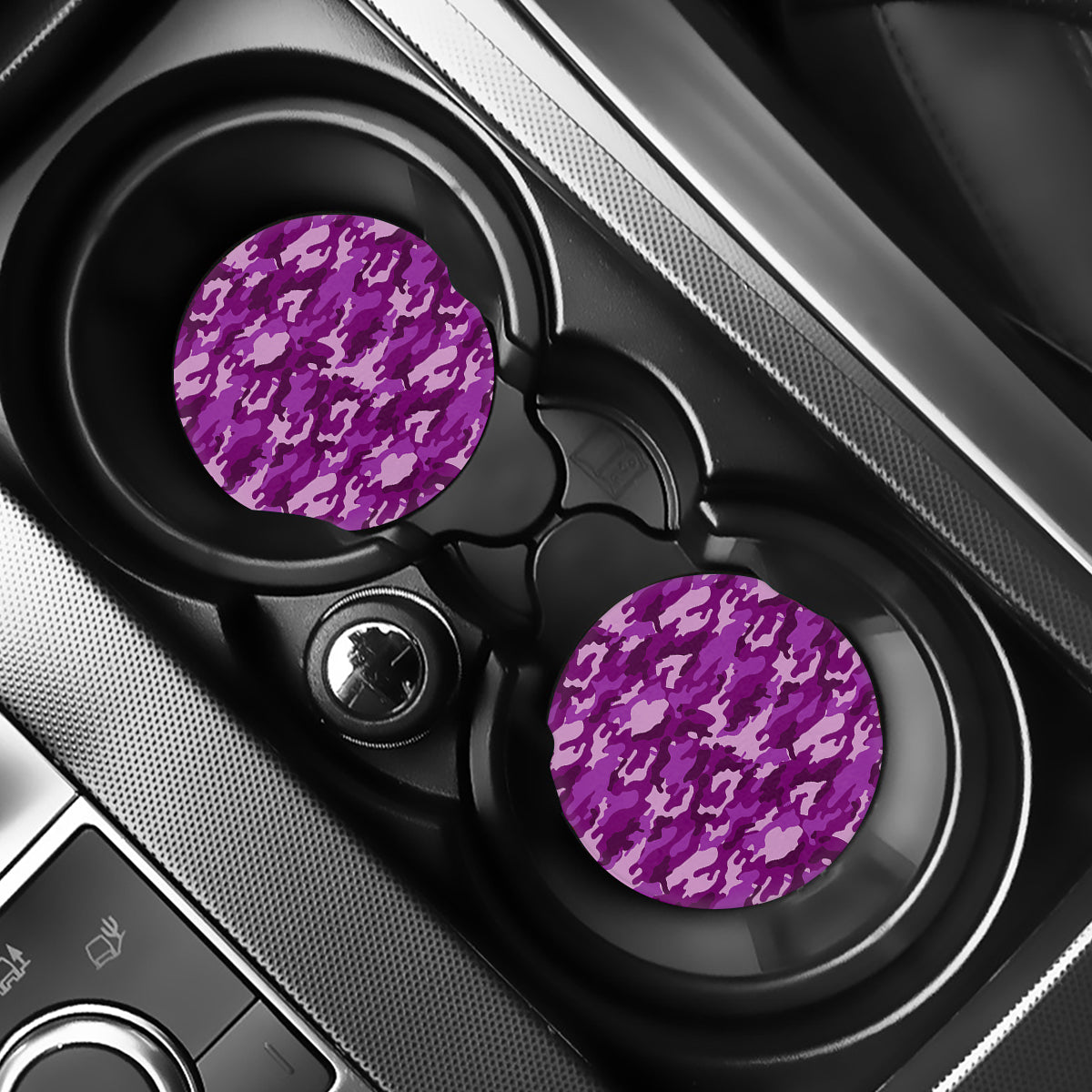 Dark Purple Camouflage Print Car Coasters