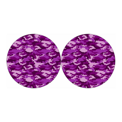Dark Purple Camouflage Print Car Coasters