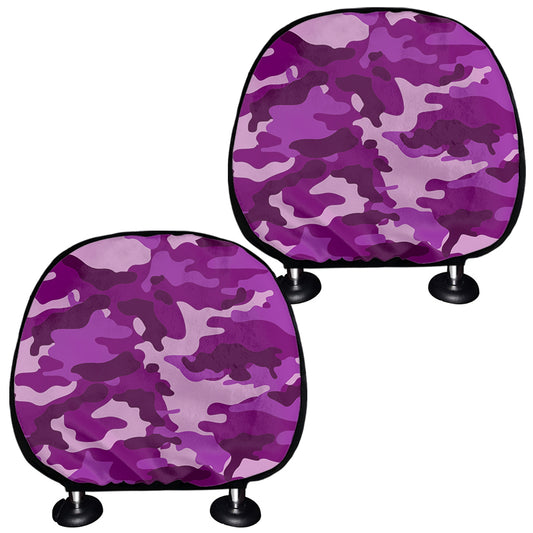 Dark Purple Camouflage Print Car Headrest Covers