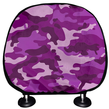 Dark Purple Camouflage Print Car Headrest Covers