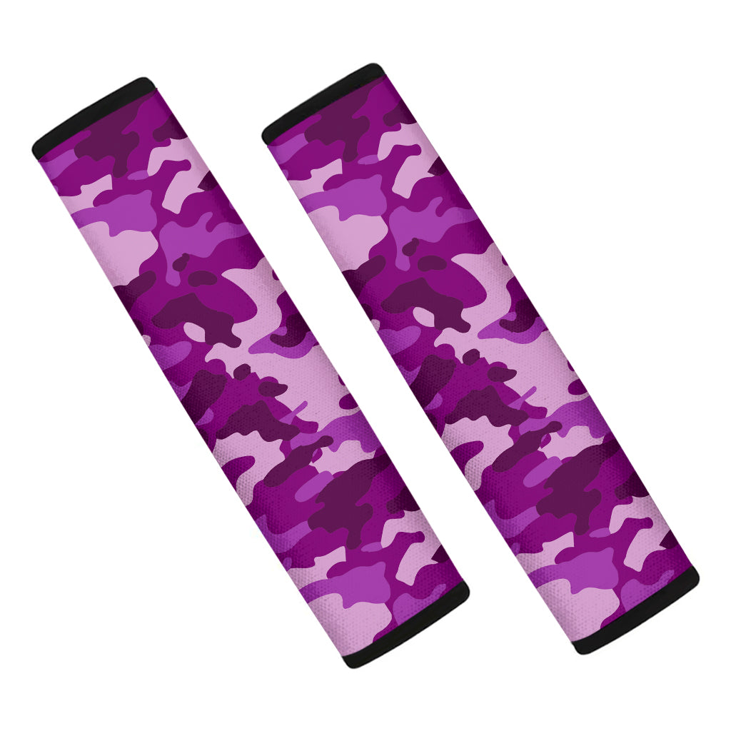 Dark Purple Camouflage Print Car Seat Belt Covers