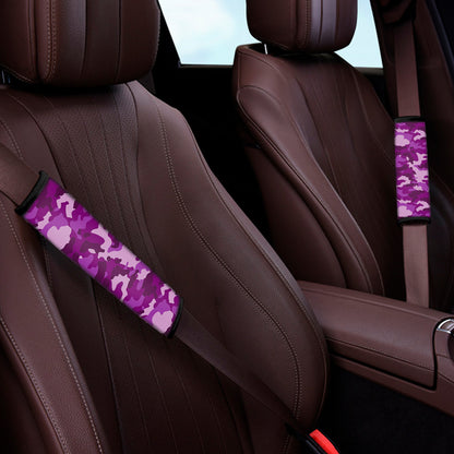 Dark Purple Camouflage Print Car Seat Belt Covers