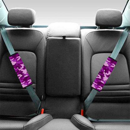 Dark Purple Camouflage Print Car Seat Belt Covers