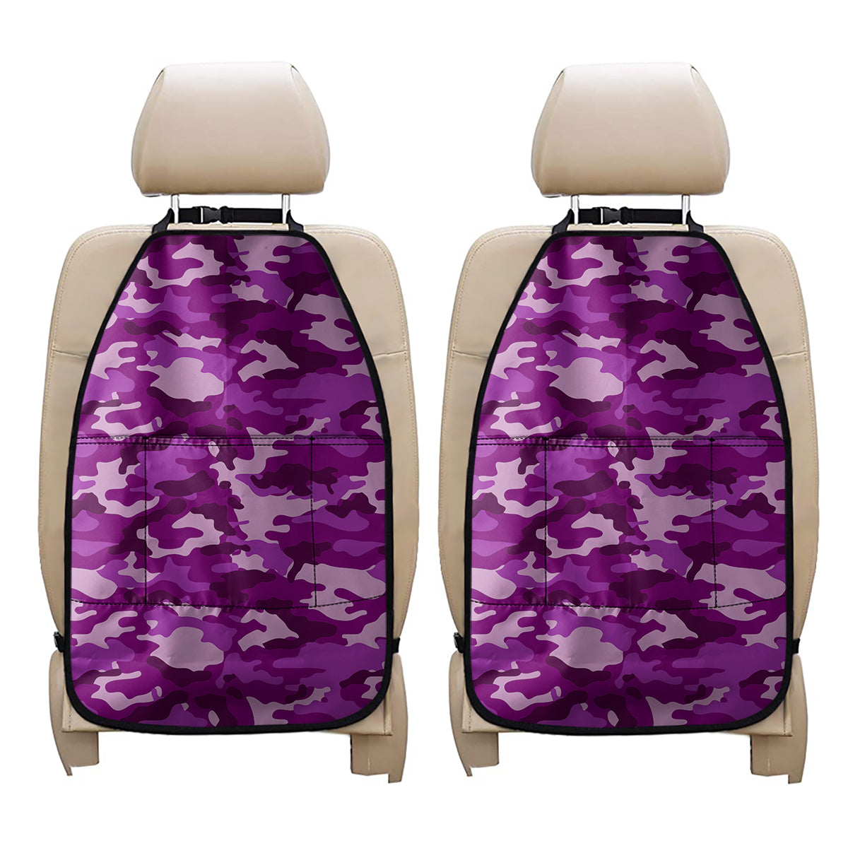 Dark Purple Camouflage Print Car Seat Organizers