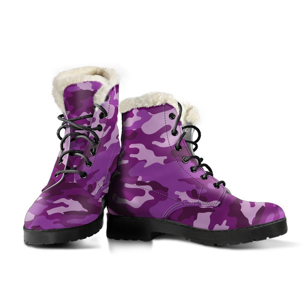 Dark Purple Camouflage Print Comfy Boots GearFrost