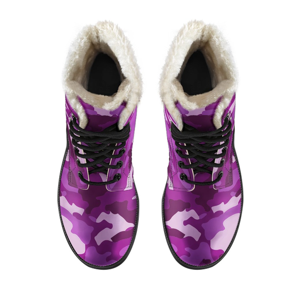 Dark Purple Camouflage Print Comfy Boots GearFrost