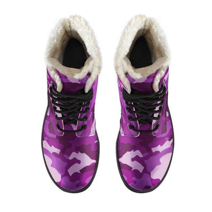 Dark Purple Camouflage Print Comfy Boots GearFrost