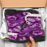 Dark Purple Camouflage Print Comfy Boots GearFrost