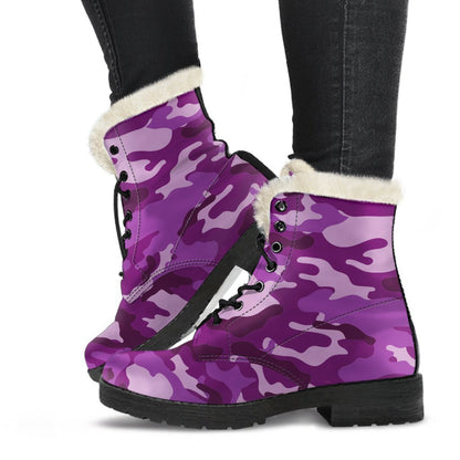 Dark Purple Camouflage Print Comfy Boots GearFrost