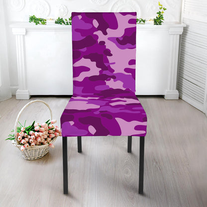 Dark Purple Camouflage Print Dining Chair Slipcover