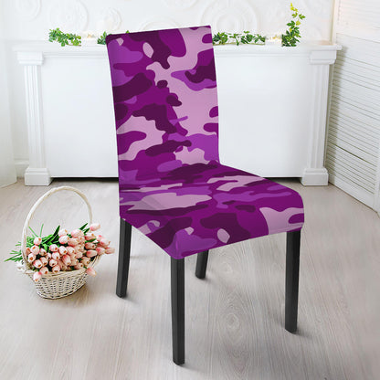 Dark Purple Camouflage Print Dining Chair Slipcover