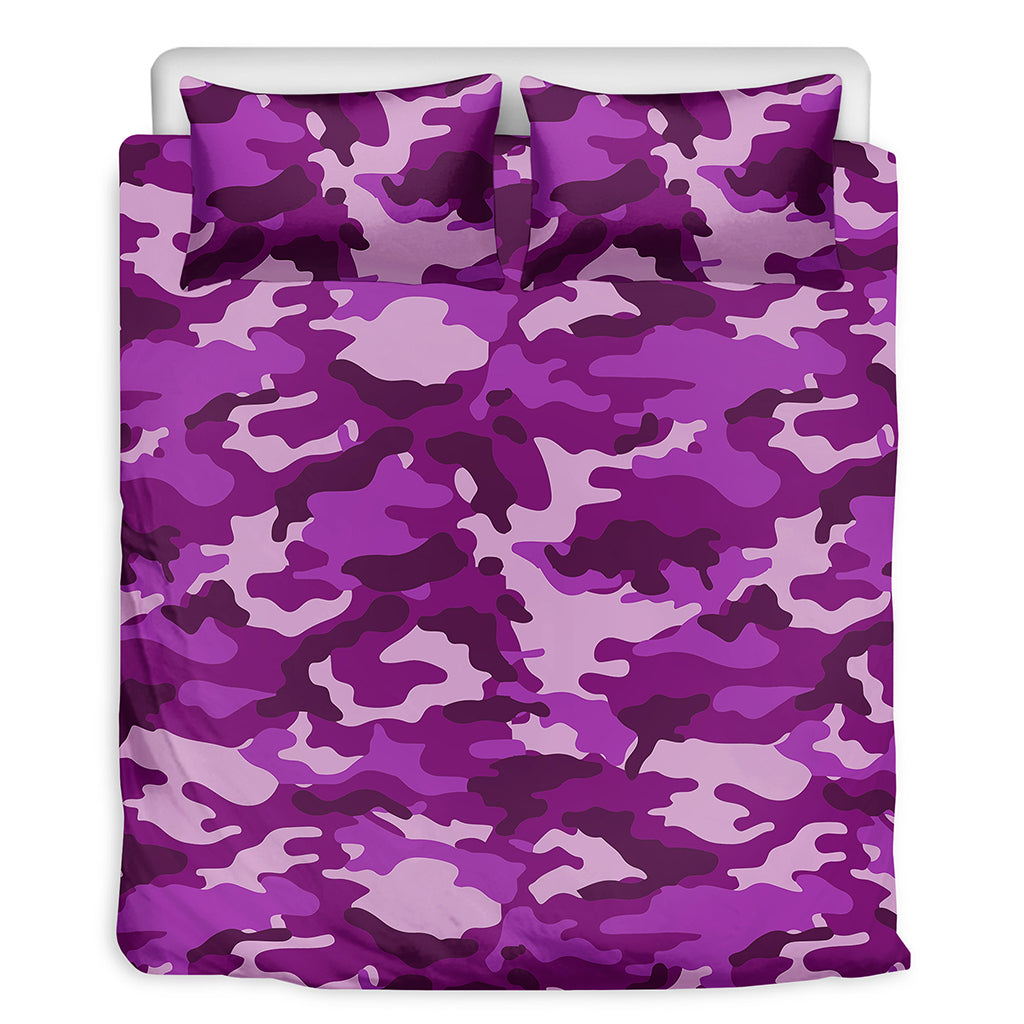 Dark Purple Camouflage Print Duvet Cover Bedding Set