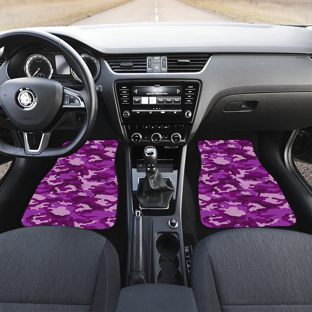 Dark Purple Camouflage Print Front and Back Car Floor Mats