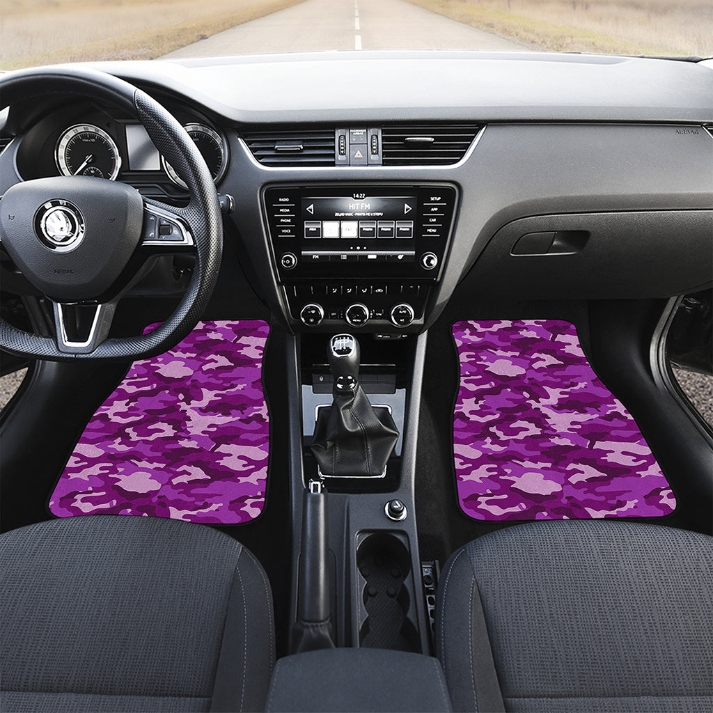 Dark Purple Camouflage Print Front Car Floor Mats