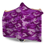 Dark Purple Camouflage Print Hooded Blanket