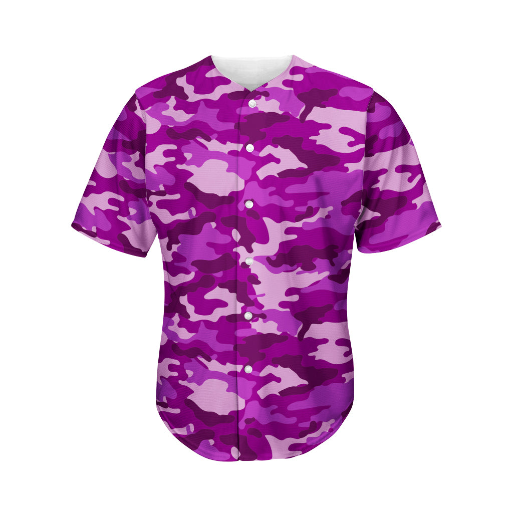 Dark Purple Camouflage Print Men's Baseball Jersey