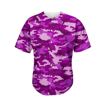 Dark Purple Camouflage Print Men's Baseball Jersey