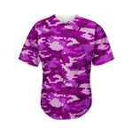 Dark Purple Camouflage Print Men's Baseball Jersey