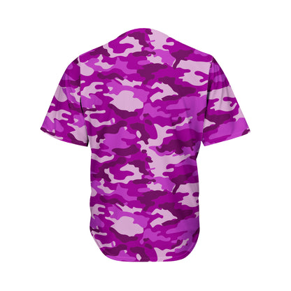 Dark Purple Camouflage Print Men's Baseball Jersey