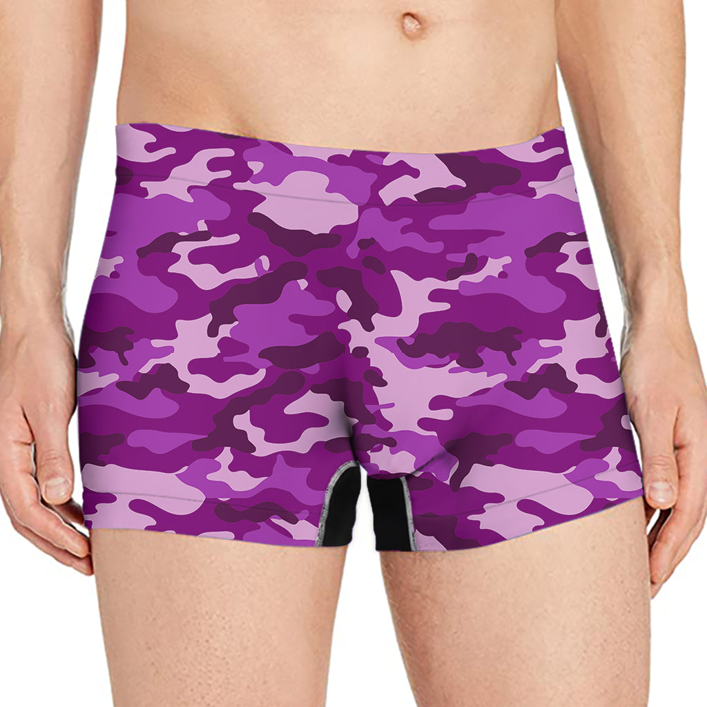 Dark Purple Camouflage Print Men's Boxer Briefs