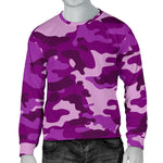 Dark Purple Camouflage Print Men's Crewneck Sweatshirt GearFrost