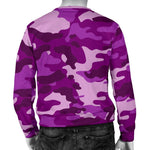 Dark Purple Camouflage Print Men's Crewneck Sweatshirt GearFrost