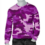 Dark Purple Camouflage Print Men's Crewneck Sweatshirt GearFrost