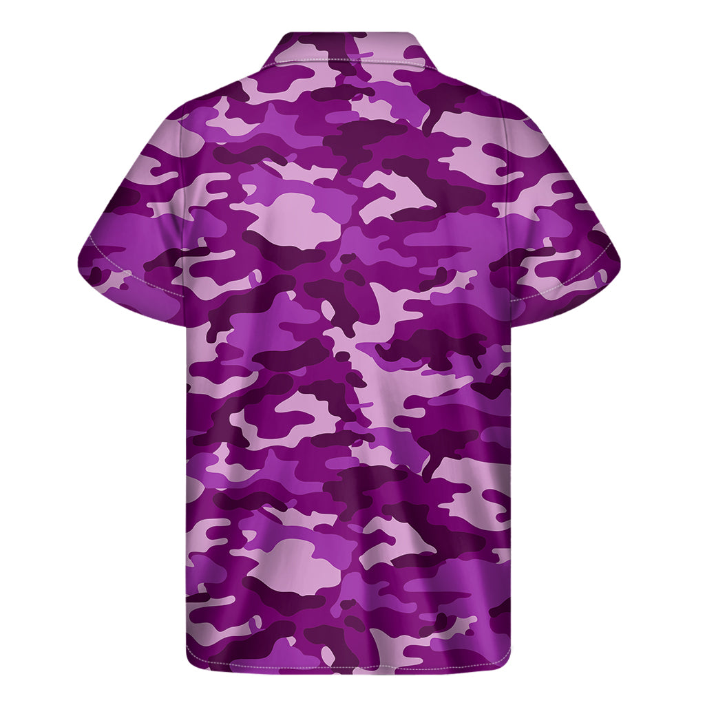 Dark Purple Camouflage Print Men's Short Sleeve Shirt
