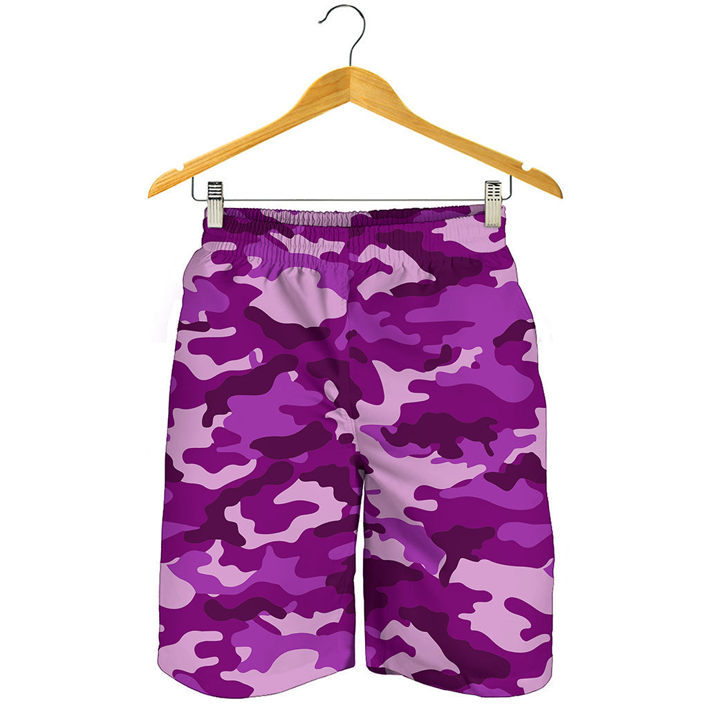 Dark Purple Camouflage Print Men's Shorts