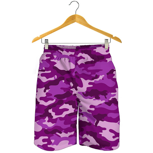 Dark Purple Camouflage Print Men's Shorts