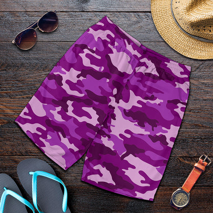 Dark Purple Camouflage Print Men's Shorts