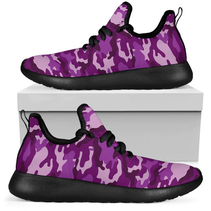 Dark Purple Camouflage Print Mesh Knit Shoes GearFrost