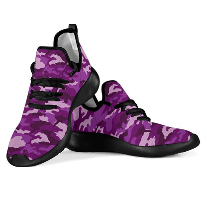 Dark Purple Camouflage Print Mesh Knit Shoes GearFrost